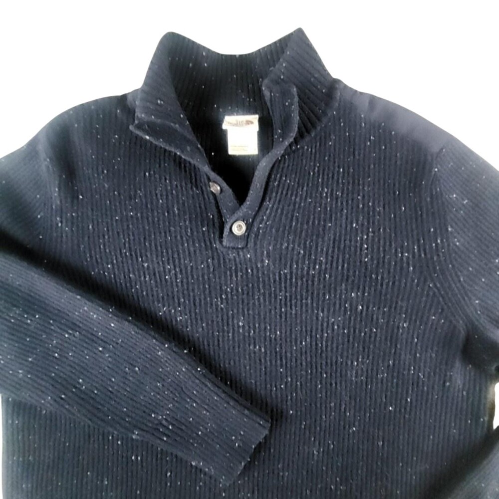 The North Face Sweater Mens L Blue Mock Neck Henley Wool Blend Knit Pullover